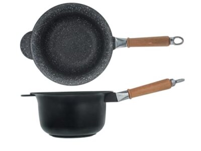 Paiolo alto antiaderente in pietra FULL INDUCTION Pierrestone con manico staccabile