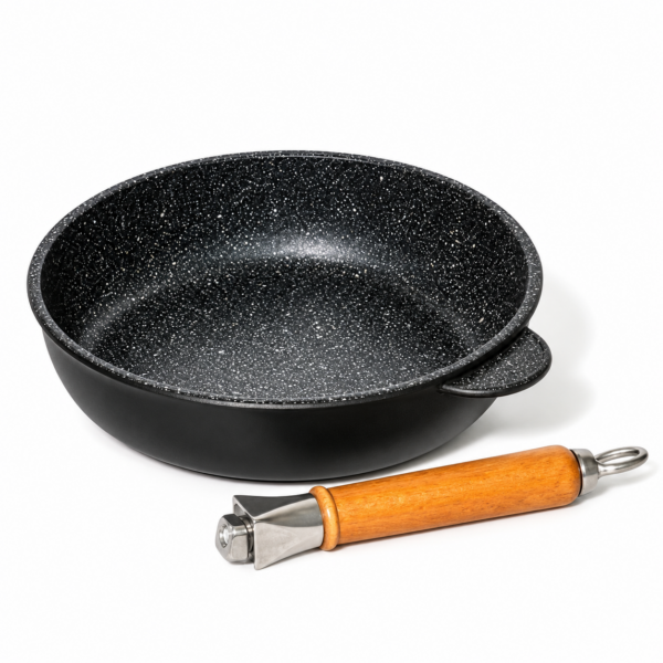 Padella alta 7,5cm antiaderente induzione pressofusa con Manico Staccabile
