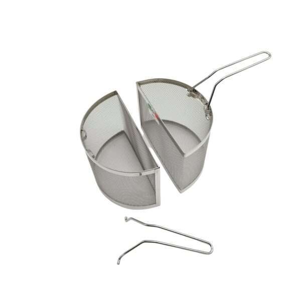 Set 2 Cestelli Rete per Pasta con Pinze in Acciaio Inox