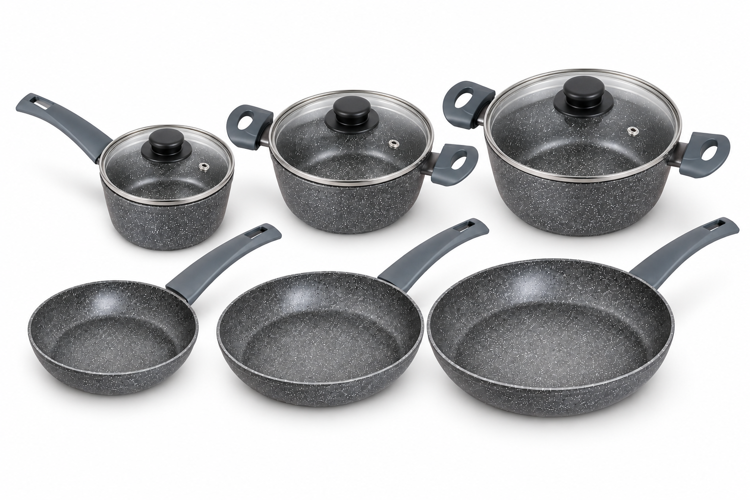 Set pentole e padelle GUSS STONE 9 pezzi in alluminio forgiato per induzione