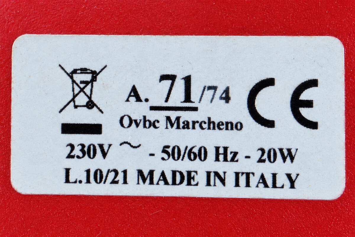 Targhetta del motorino OVBC 71/74 da 20 W, riferimento fotografico 02 per la variante ingranaggi con perno da 6 mm