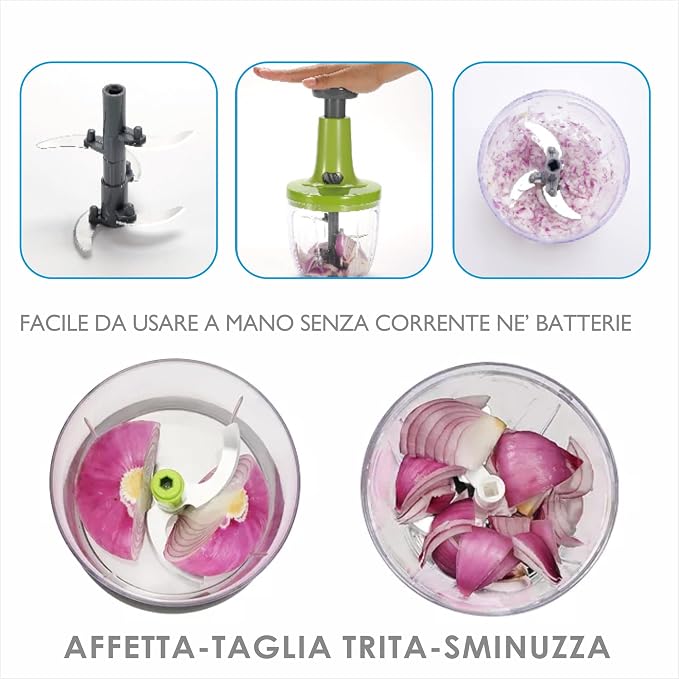 Funzionamento a pressione del tritaverdure manuale e lame in acciaio inox
